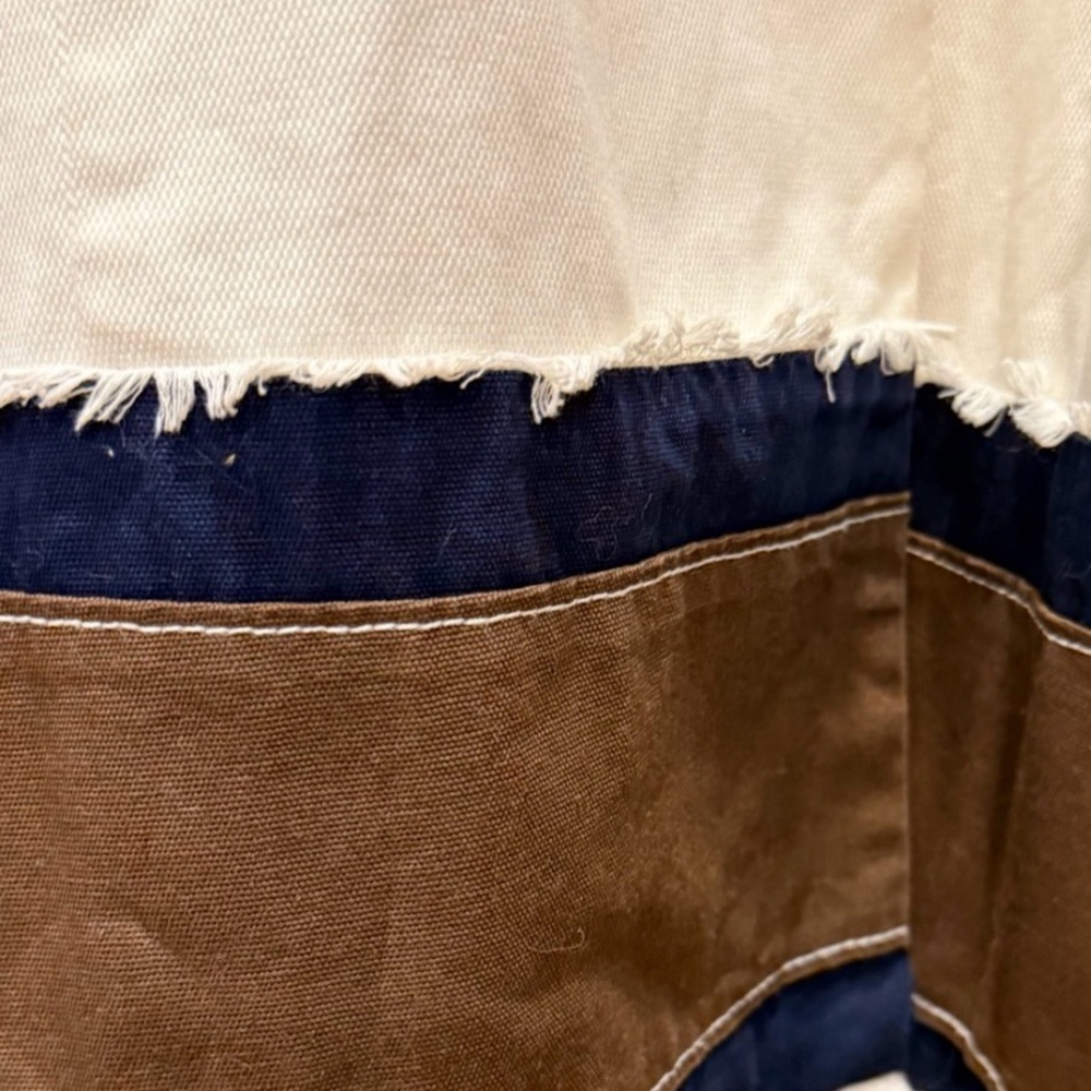Boden Agar Trench Coat Cream Navy Contrast Trim Wood Buttons Size 10 - Picture 6 of 11
